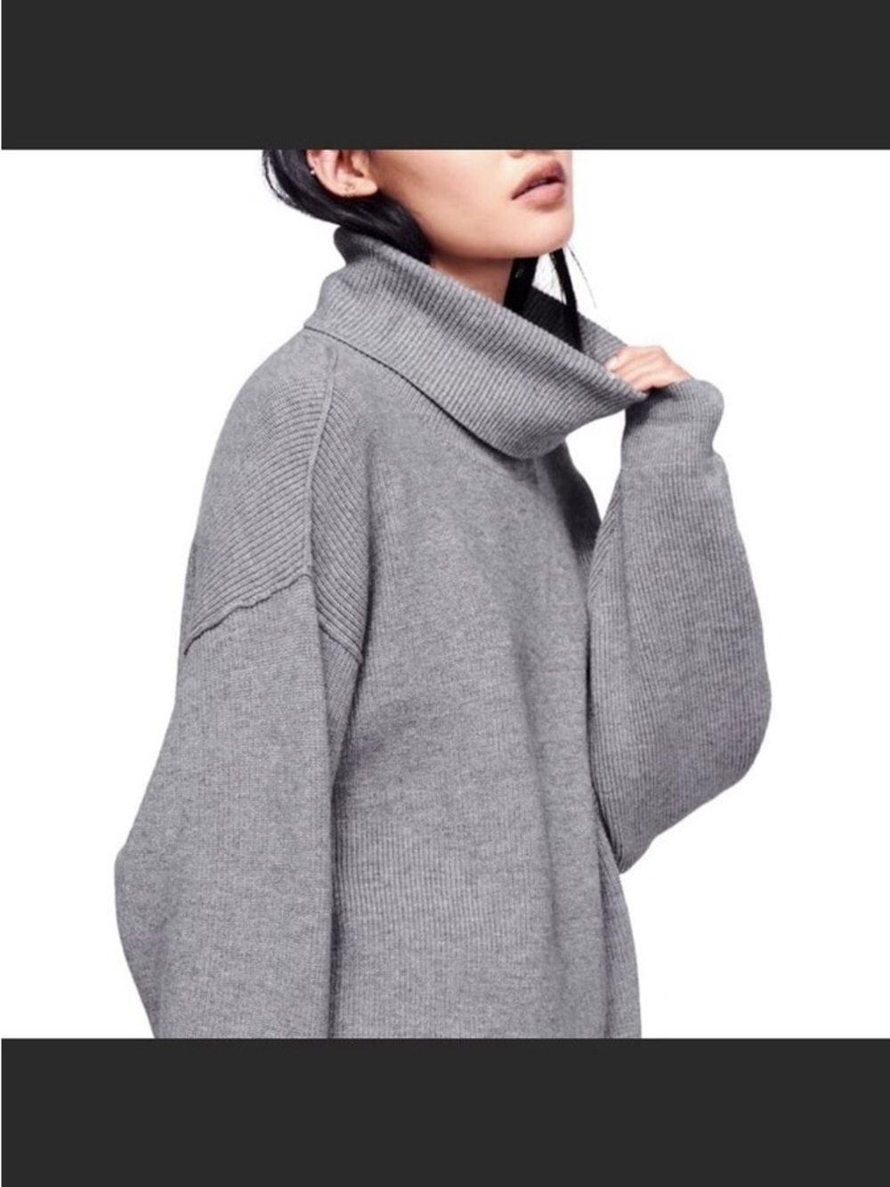 Free People Oversized Cowl Neck Sweater - Gray